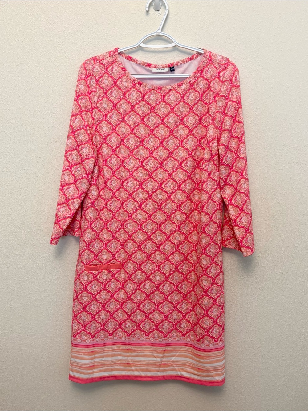 Cabana Life Coral Shift Dress Beachy Coastal Preppy UPF Sunblock Resort Size XL